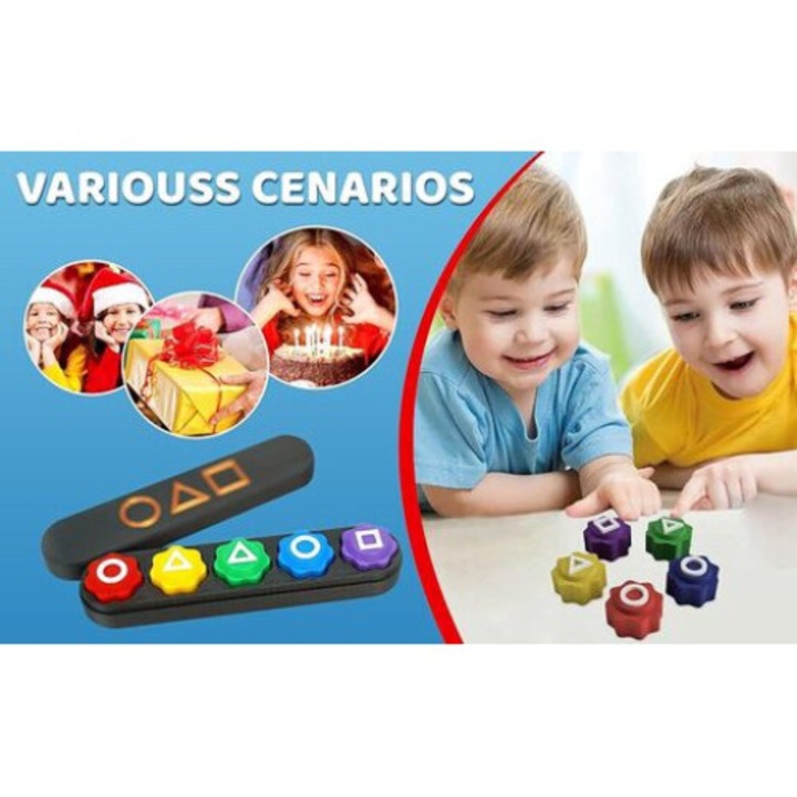 Gonggi - hagyományos koreai ügyességi játék, 5 db tarka darabból álló készlet műanyag dobozban, ideális családoknak, gyerekeknek és felnőtteknek, kikapcsolódásra és szórakozásra