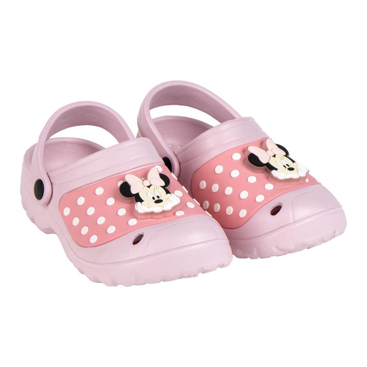 Papuci clogs plaja 3D cu lumini, imprimeu Minnie Mouse Disney 28463, Roz