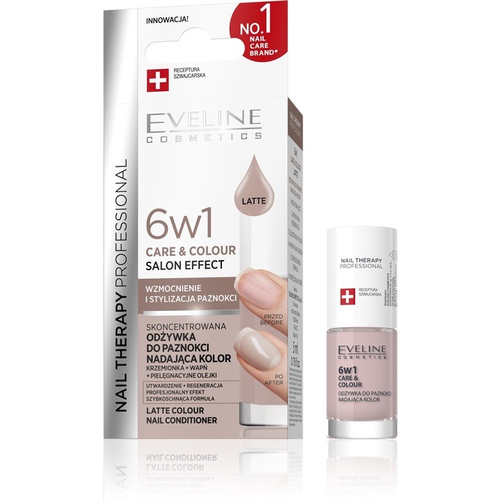 Tratament balsam de unghii Nail Therapy 6 in 1 Latte Eveline 5 ml