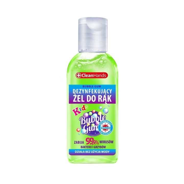 Gel antibacterian pentru maini, SWIT, Bubble Gum, 50 ml, neon, pentru copii