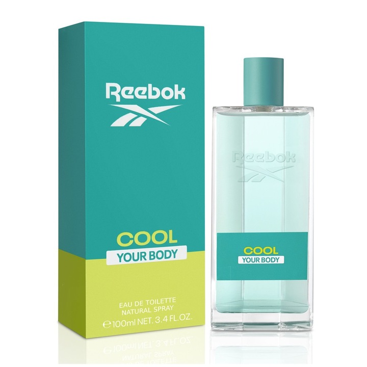Reebok Cool Your Body Woda parfüm, 100 ml, virágos, őszibarack és körte jegyekkel, 80% vol.