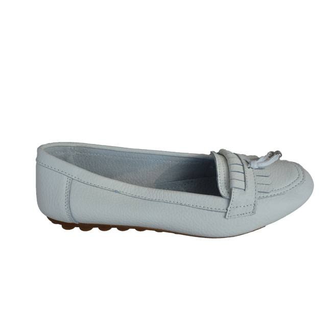 Balerin din piele naturala, D&J Exclusive, Alb