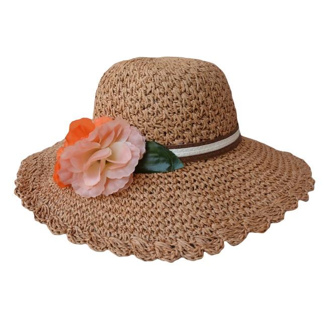 Palarie de vara cu borul mare, aspect dantelat, D&J Exclusive, maro, universala
