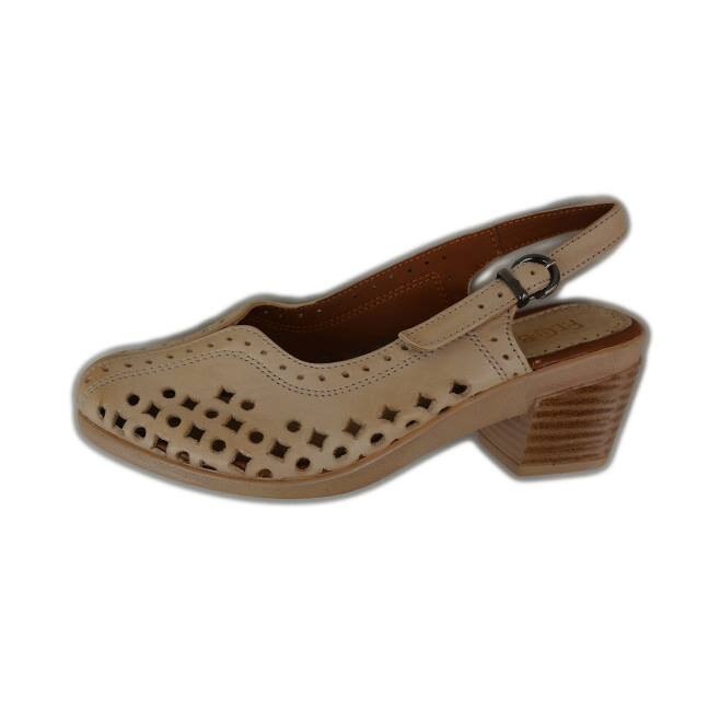 Sandale cu toc mediu,comode, din piele naturala, D&J Exclusive, Bej