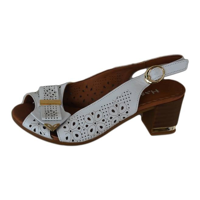 Sandale cu funda si aplicatii metalice aurii, D&J Exclusive, Alb