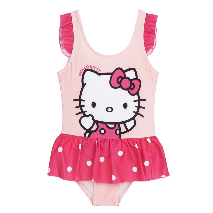 Costum de baie cu fusta, intreg Hello Kitty 28525, Roz