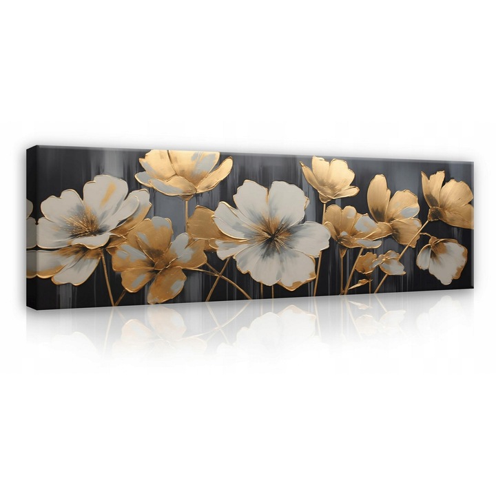 Tablou Canvas, Abstract, 145x45 cm Flori, Decorative, Living, Bucatarie, PP15262O3