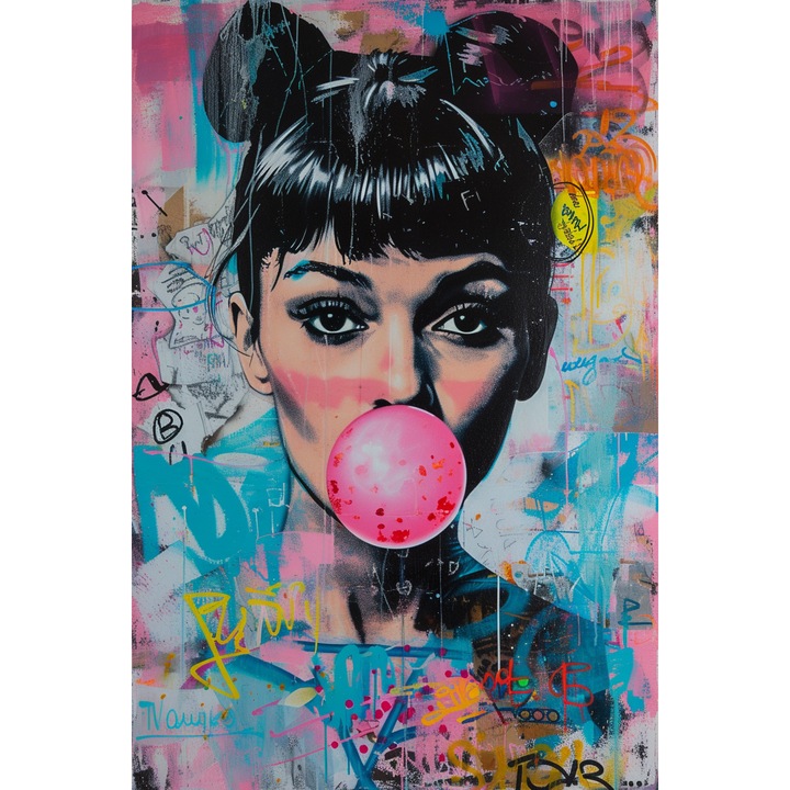 Tablou print pe canvas " Popart Ginerva" 40x60 cm