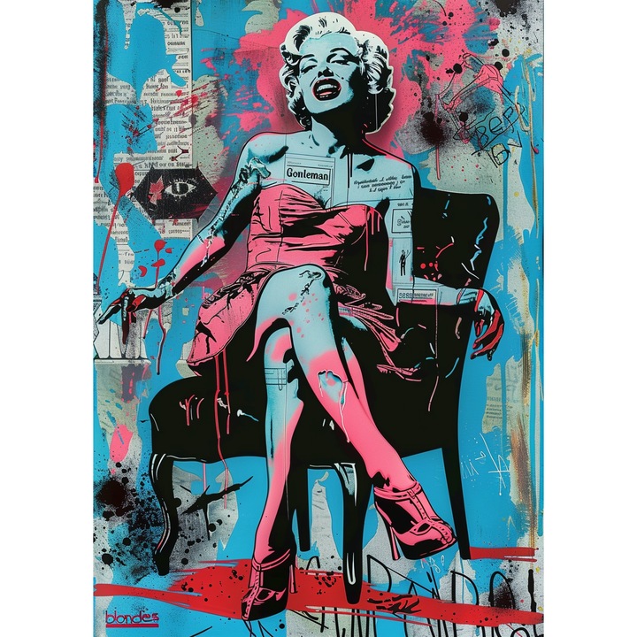 Tablou print pe canvas " Popart graffiti blonde" 40x60 cm