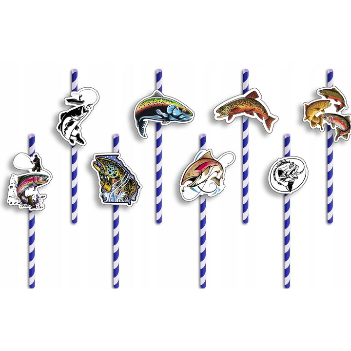 Комплект хартиени сламки с герои, World Case, 8 части, многоцветни, 19.7см