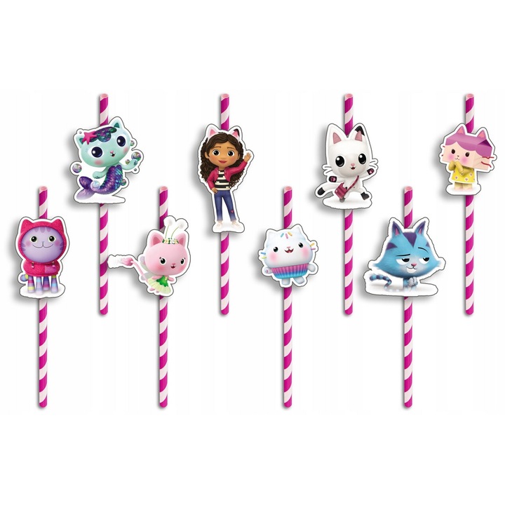 Комплект хартиени сламки с герои, World Case, 8 части, многоцветни, 19.7см