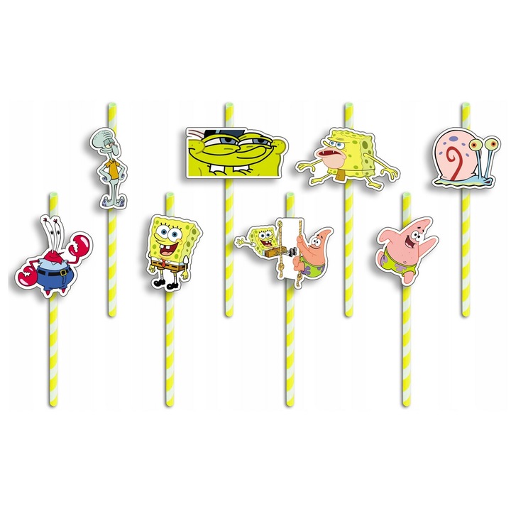 Комплект хартиени сламки с герои, World Case, 8 части, многоцветни, 19.7см