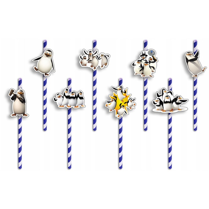 Хартиени сламки с анимационни герои, World Case, комплект от 8 части, 19,7 см, многоцветни