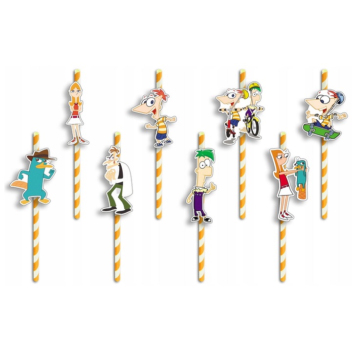 Комплект хартиени сламки с анимационни герои, World Case, 8 части, 19,7 см, многоцветни