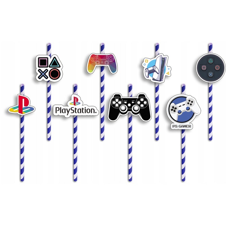 Комплект хартиени сламки с герои, World Case, 8 бр., 19.7см, многоцветни