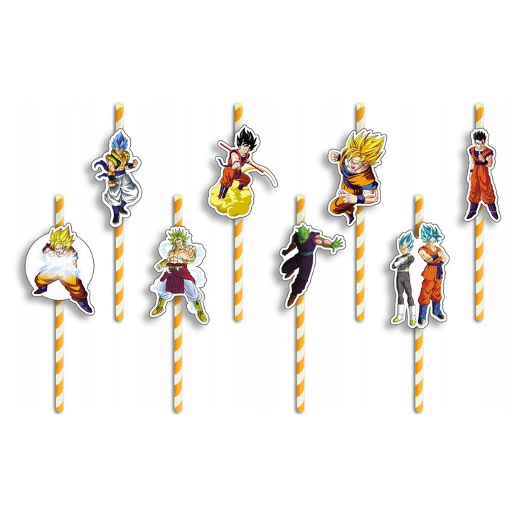 Комплект от 8 сламки за рожден ден, World Case, хартия, Dragon Ball