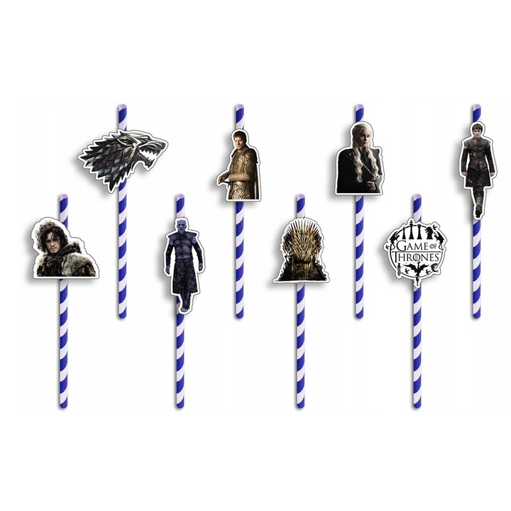 Комплект хартиени сламки с герои, World Case, 8 бр., 19.7см, многоцветни