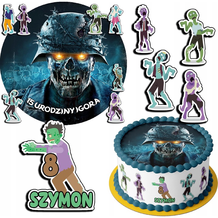 Аксесоари за торта 30 см Зомби, кутия за свят