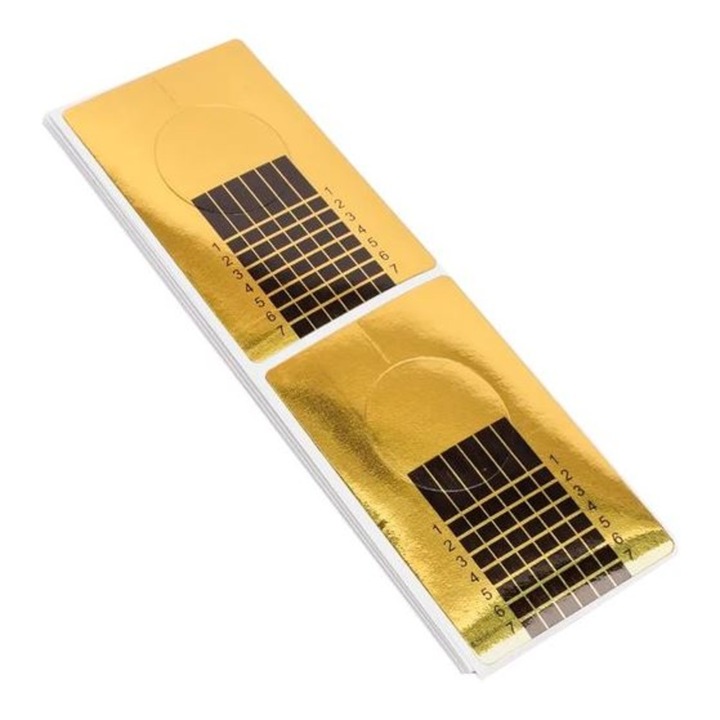 TUFI PROFI PREMIUM körömhosszabbító sablon, arany, 12 darabos készlet, könnyű felhordás, fényes