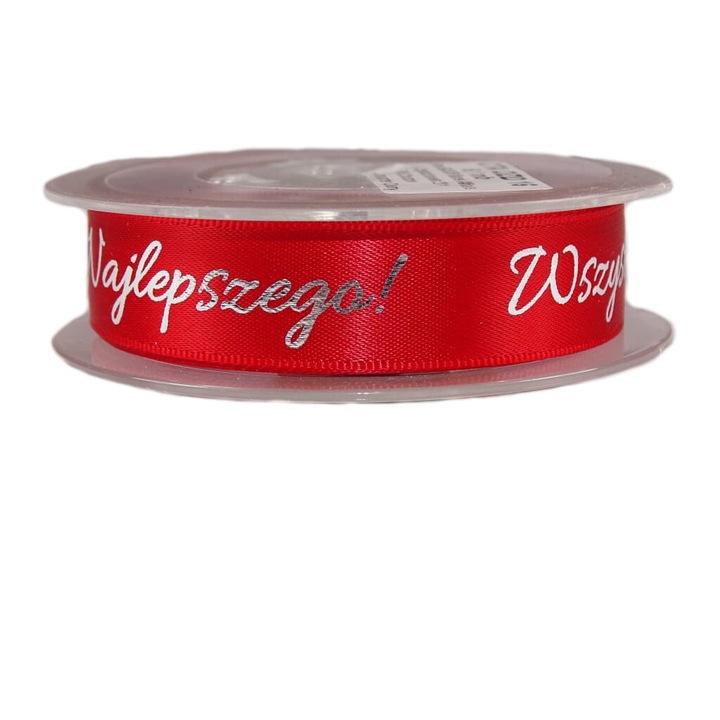 "Boldog születésnapot" PIROS szatén szalag 10 mm - 9,10 mb