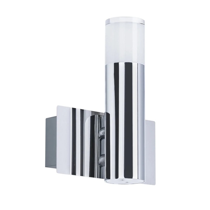 Italux Aron fali lámpa, integrált LED 5W, króm/fehér, 18,2x15x8,2 cm, IP20, hálószobába/nappaliba