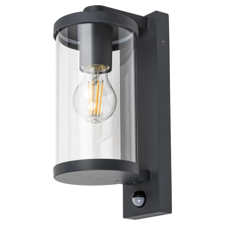 Външен аплик със сензор за мъгла, 1xE27, Силистра, антрацит, IP44, 60W max, алуминий/стъкло, Rabalux