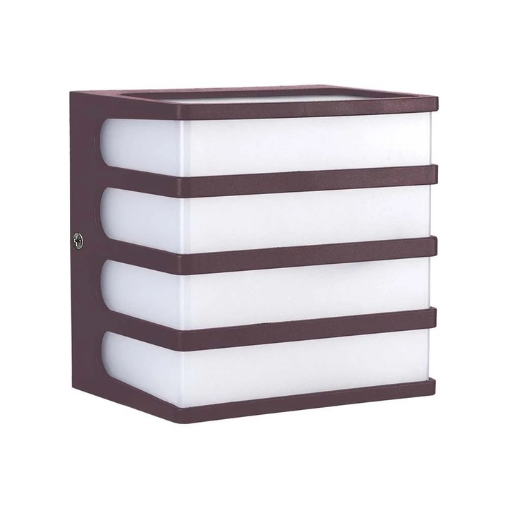 Aplica de exterior, V-TAC, LED 8W, IP65, 4000K, Lumina Neutra, 800lm, Maro, 12x12cm, VT-732, LED Integrat, Clasa F