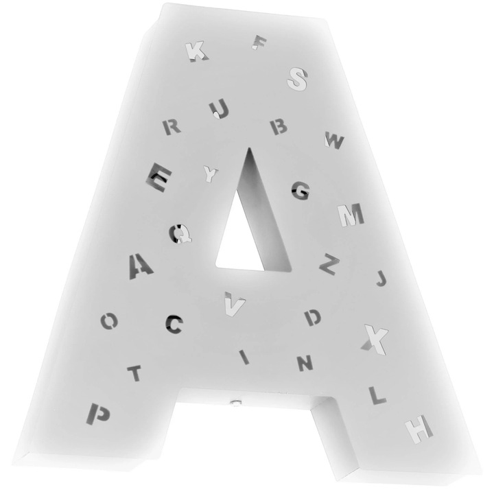 Aplica Aldex, litera A, 2xE14, Alb, 31x31x8cm, fara becuri incluse