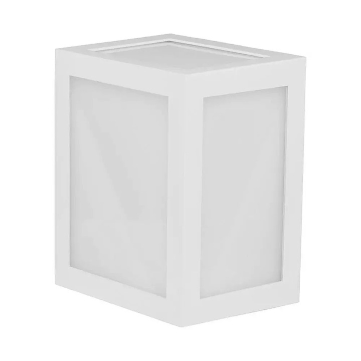 V-TAC 12W kültéri, fehér, szögletes fali LED lámpa természetes fehér - SKU 218335