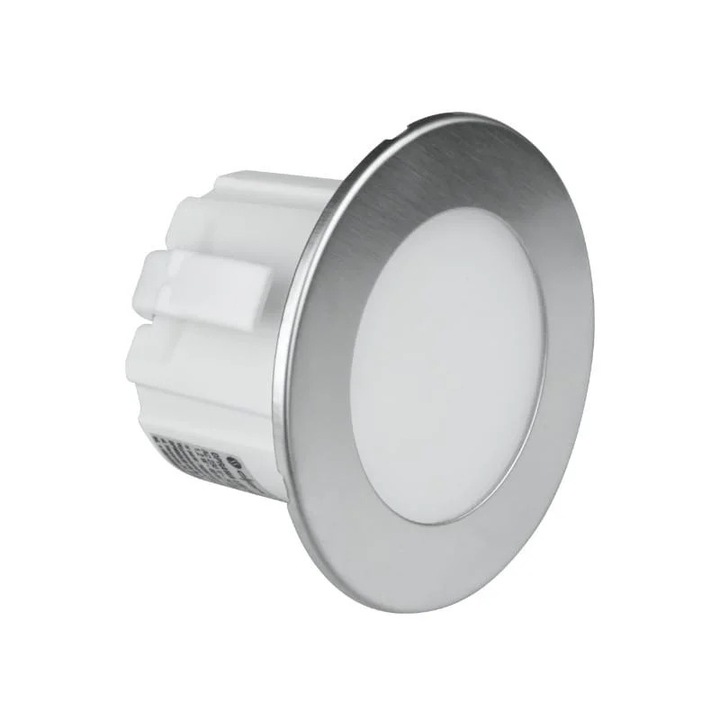 Spot LED pentru scari DPM, 1.2W, 40lm, 7.83x7.83x4.56cm, argintiu