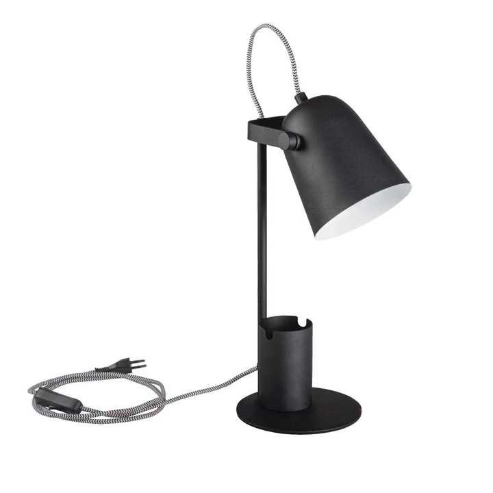 Lampa de birou Kanlux, metal, E27, negru, 15x38cm, cu organizator