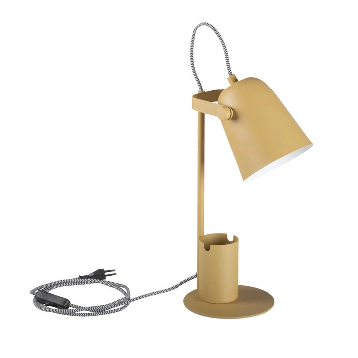 Lampa de birou Kanlux, galben, E27, 15x38cm, cu organizator, design retro