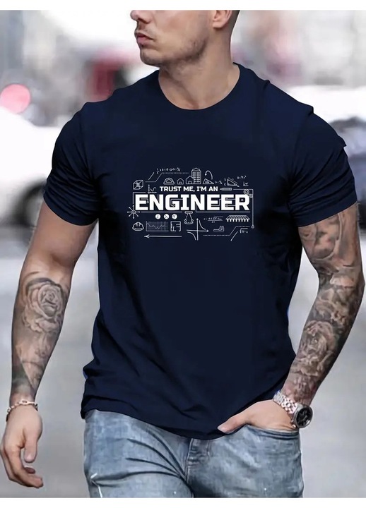 Мъжка тениска, Trust Me, I'm An Engineer, органичен памук, тъмносиня, L