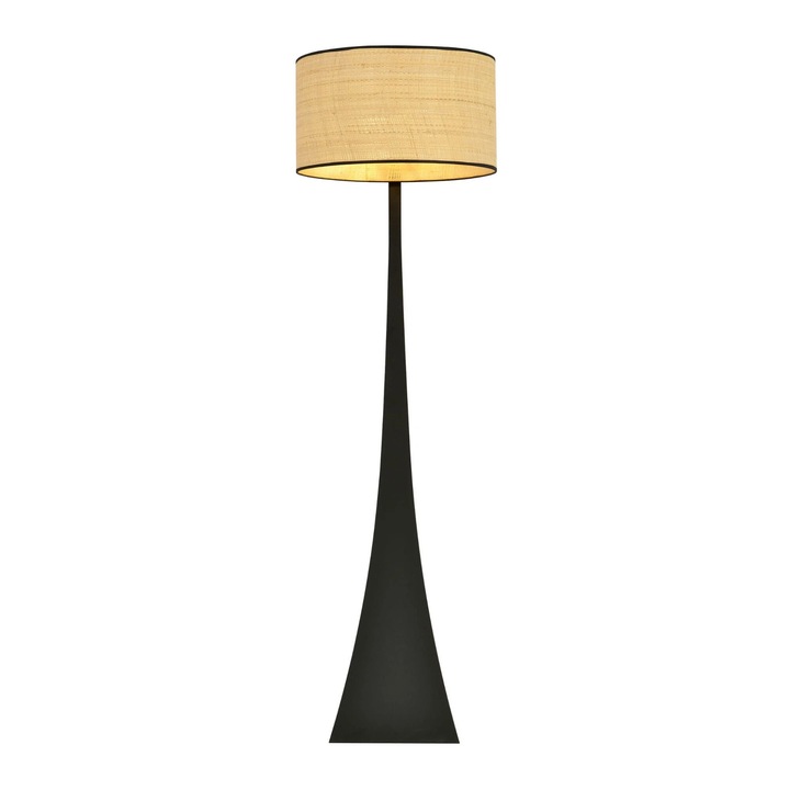Подова лампа Emibig Estrella, 1xE27, ратан, черно/кремаво, 157x45см, 15W, IP20