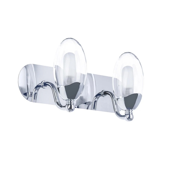 Aplica Italux, 2 xG9, IP44, 13x27x13cm, Argintiu