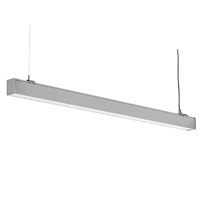 LED осветително тяло V-Tac Linear, 40W, 120cm, Алуминий, Неутрален 4000K, Samsung чип, Свързване 12m, IP20, Окачен монтаж, Алуминий/бял, EAN код: 3800157676670