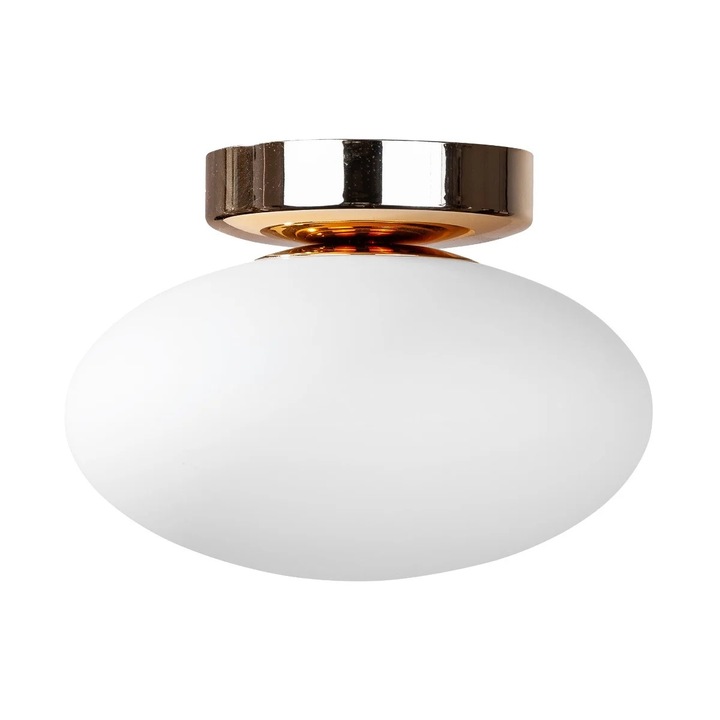 Овален полилей от бяло-златно стъкло, 1xG9, Zuma Line OMI, 18x18x14 см