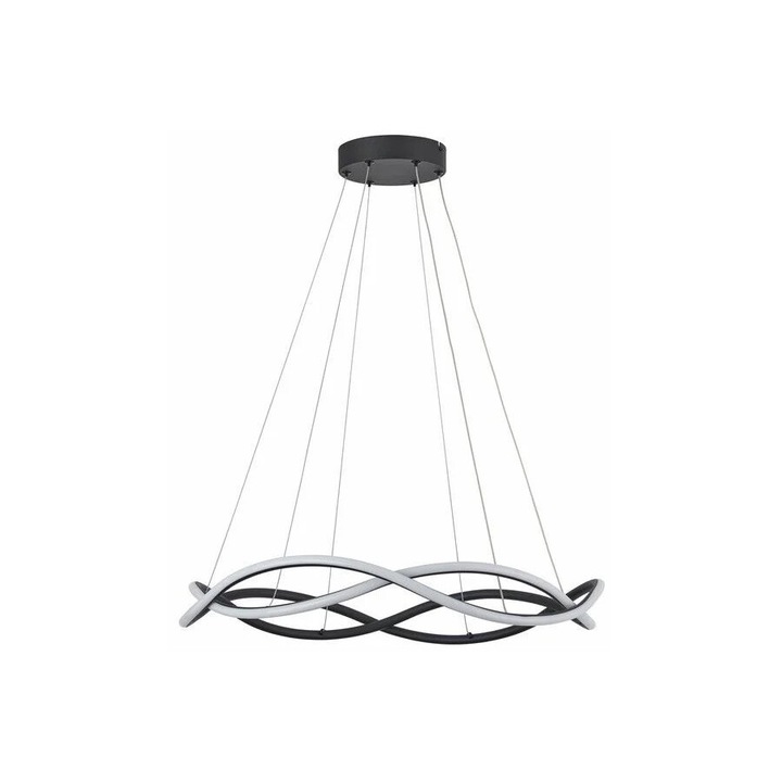 Висящ полилей Amira, LED 24W, 3840lm, черен, 60см, IP20, дизайн метал и силикон