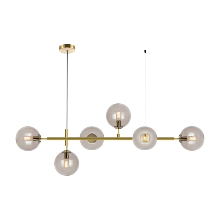 Полилей Light Prestige Alisa, 6 крушки E14, златен метал, прозрачен, 125x78см