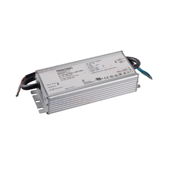 Kanlux метален баласт, 100W, 24V, IP67, 16.4x3.9x6.8cm, за LED, 220-240V захранване, вътрешна и външна употреба