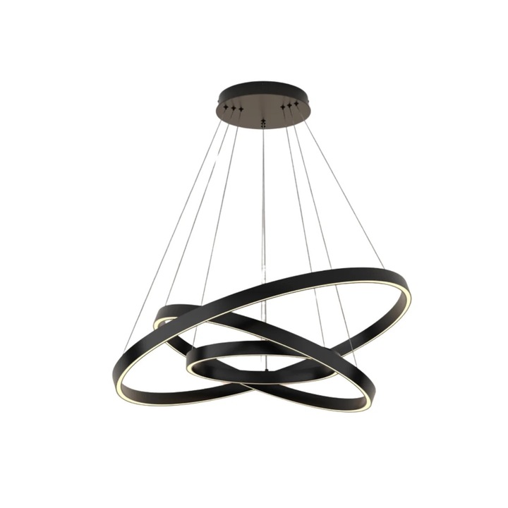 Пендел LED, Maytoni, дизайн с черни пръстени, 80x120cm, 3 източника, 115W, черен