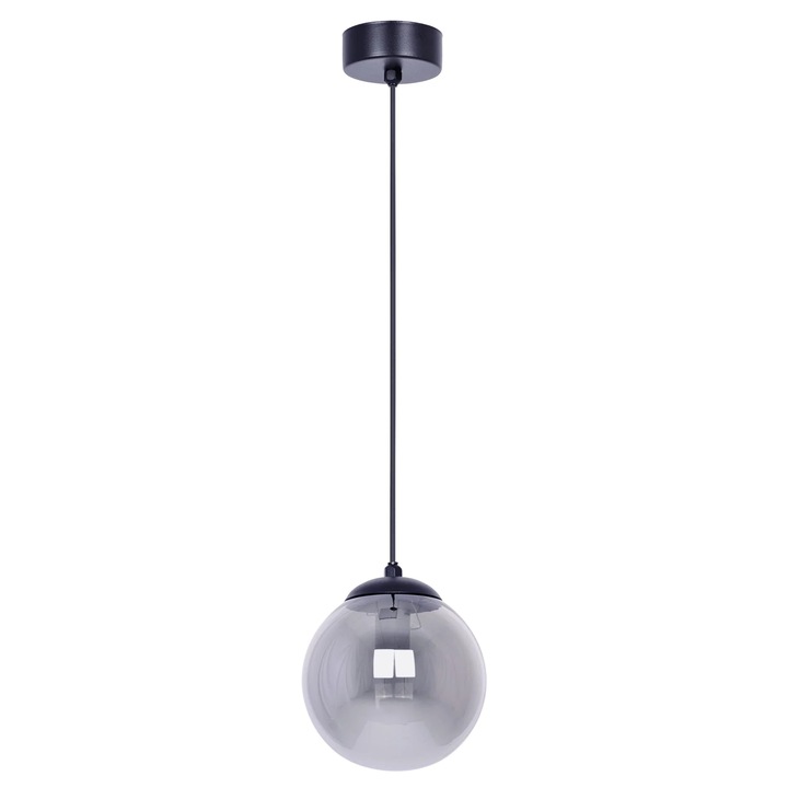 Pendul Kaja, Gamma, 1 x E14, metal si sticla, grafit, inaltime reglabila pana la 95 cm, diametru 14 cm