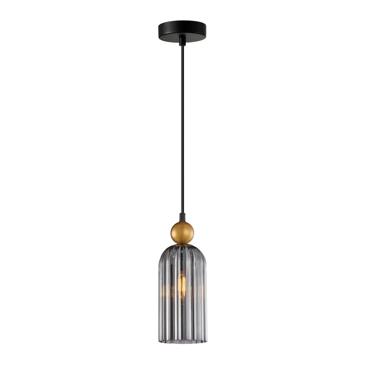 Pendul NARISA, Italux, sticla fumurie, 1 sursa de iluminare E27, 40W, dimensiuni 10x103cm