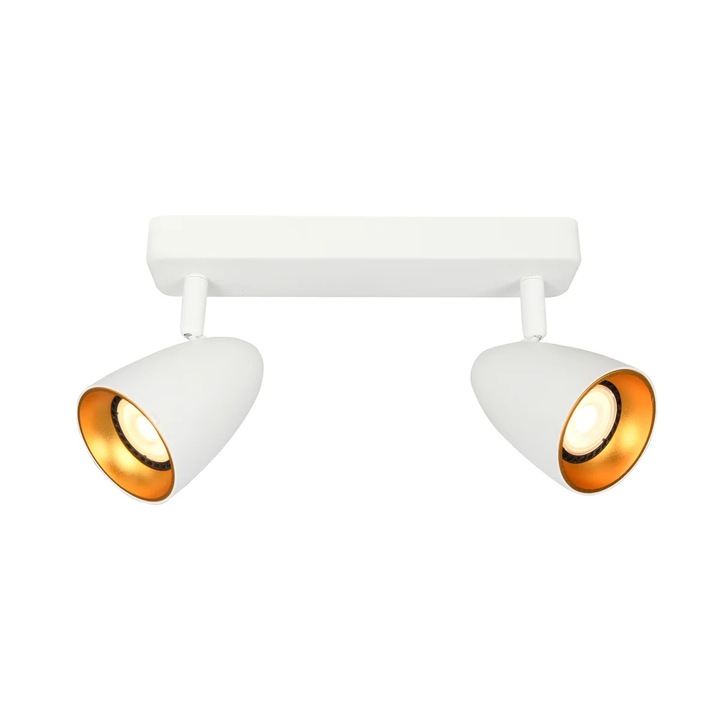 Lampa de plafon Italux TINO, alb-auriu, 2 spoturi ajustabile, 10W, 24x14.1cm, IP20