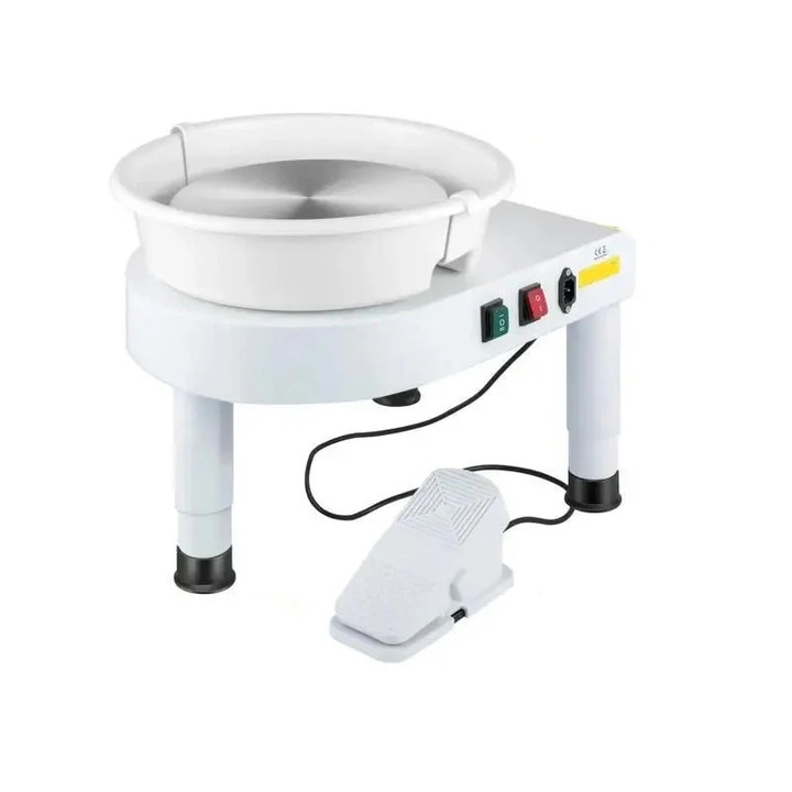 Керамичен валяк, 11 инча, 350 W мотор, регулируема височина, комплект инструменти за скулптуриране, бял