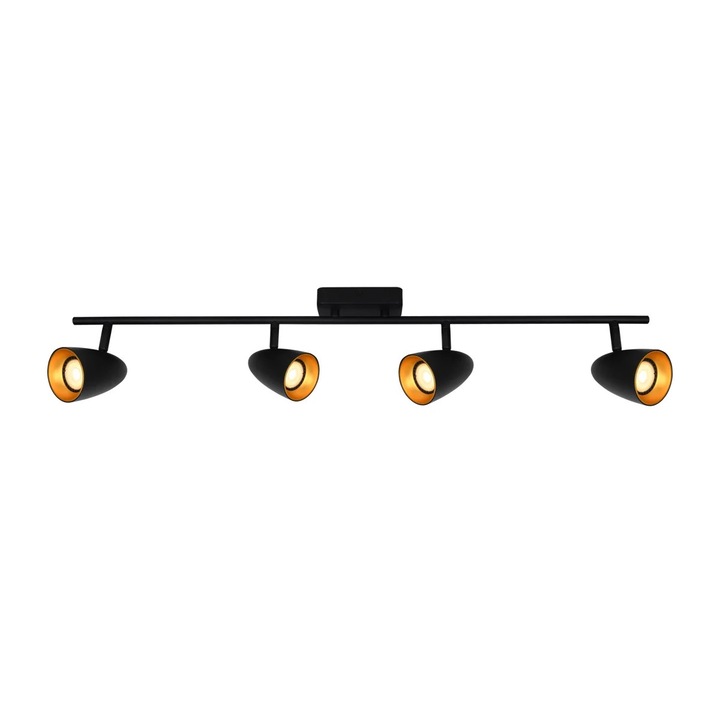 Lampa plafoniera Italux TINO, Negru-Auriu, 4xGU10, 10W, Dimmabila, 82x16.8x7cm