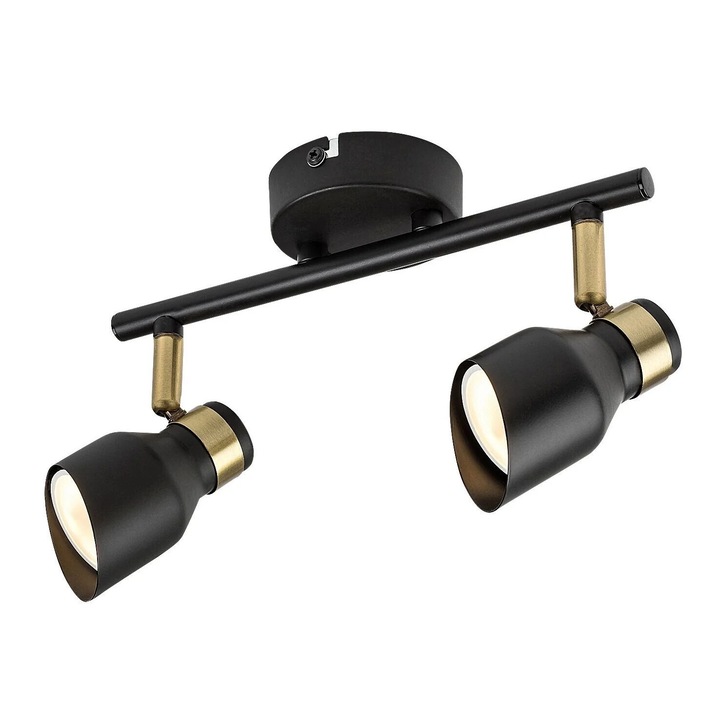 Plafoniera Rabalux Lilou, 2 surse GU10, negru mat, 25x18x5,5 cm