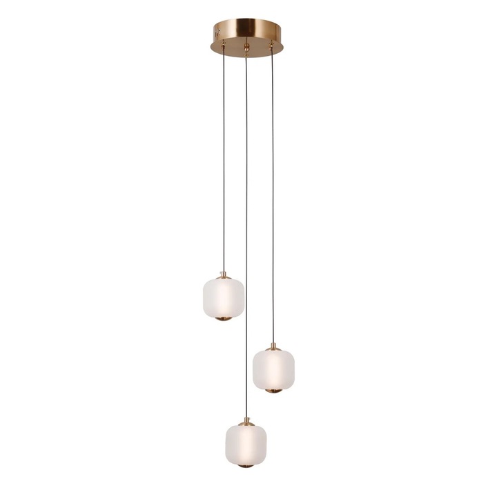 Pendul decorativ Italux GANTI, sticla, 3 surse LED 8W, auriu, 120x27cm