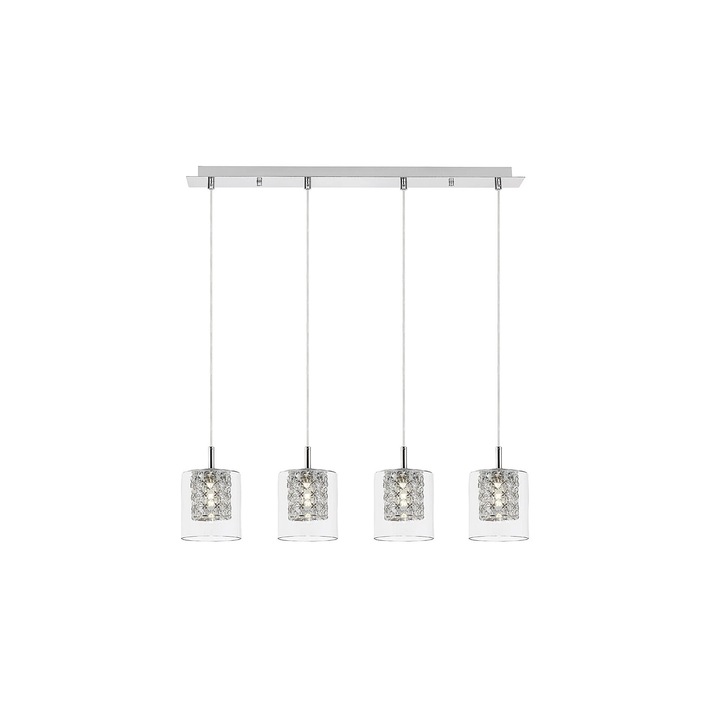 Lustra Rabalux Duchess, 4 surse de iluminare, metal cromat, transparent, 72x120cm