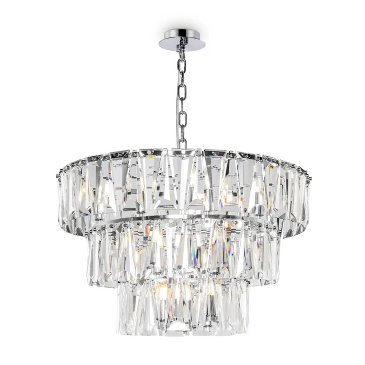 Кристален медальон Maytoni, 18 източника E14, димируеми, хром и злато, 70-93cm x 77cm